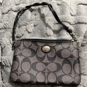 Coach Monogram Black and Gray Wristlet